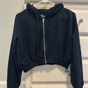 Hollister Jet Black Zip-Up Hoodie